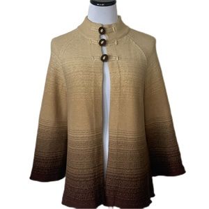 Jones New York Signature SZ L Tan/Brown Ombré Cotton Cardigan Sweater